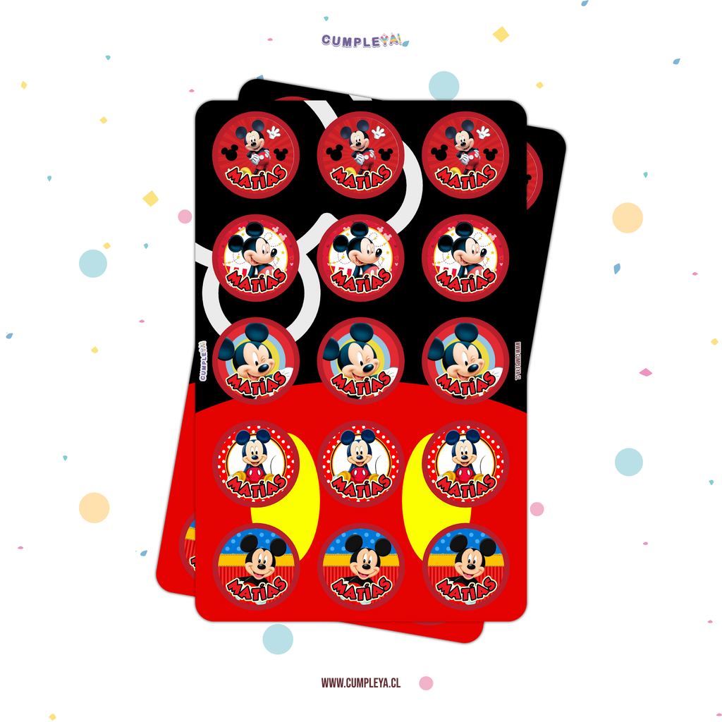 STICKER MICKEY MOUSE CIRCULARES 5X5CM 30U TEMÁTICO