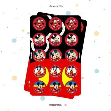 30 STICKER CIRCULARES 5 X 5 CM MICKEY MOUSE