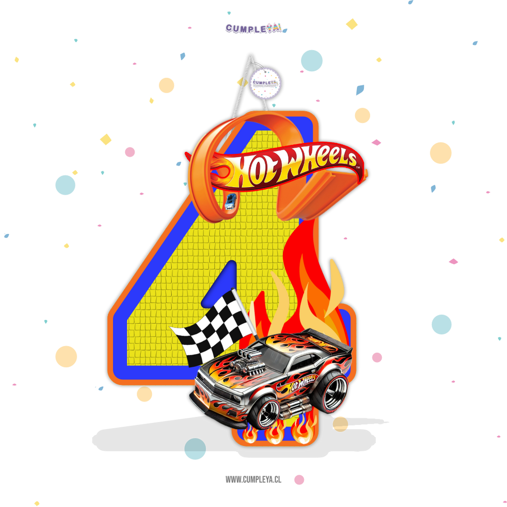 PIÑATA NUMERO 4 CON PISTA 60CM PREMIUM