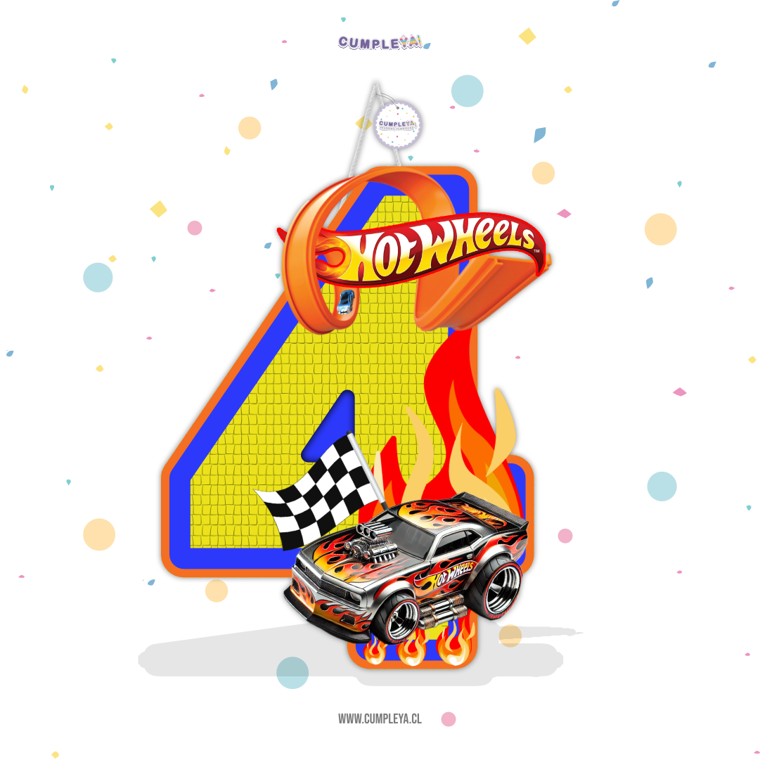 PIÑATA NUMERO 4 CON PISTA 60CM PREMIUM