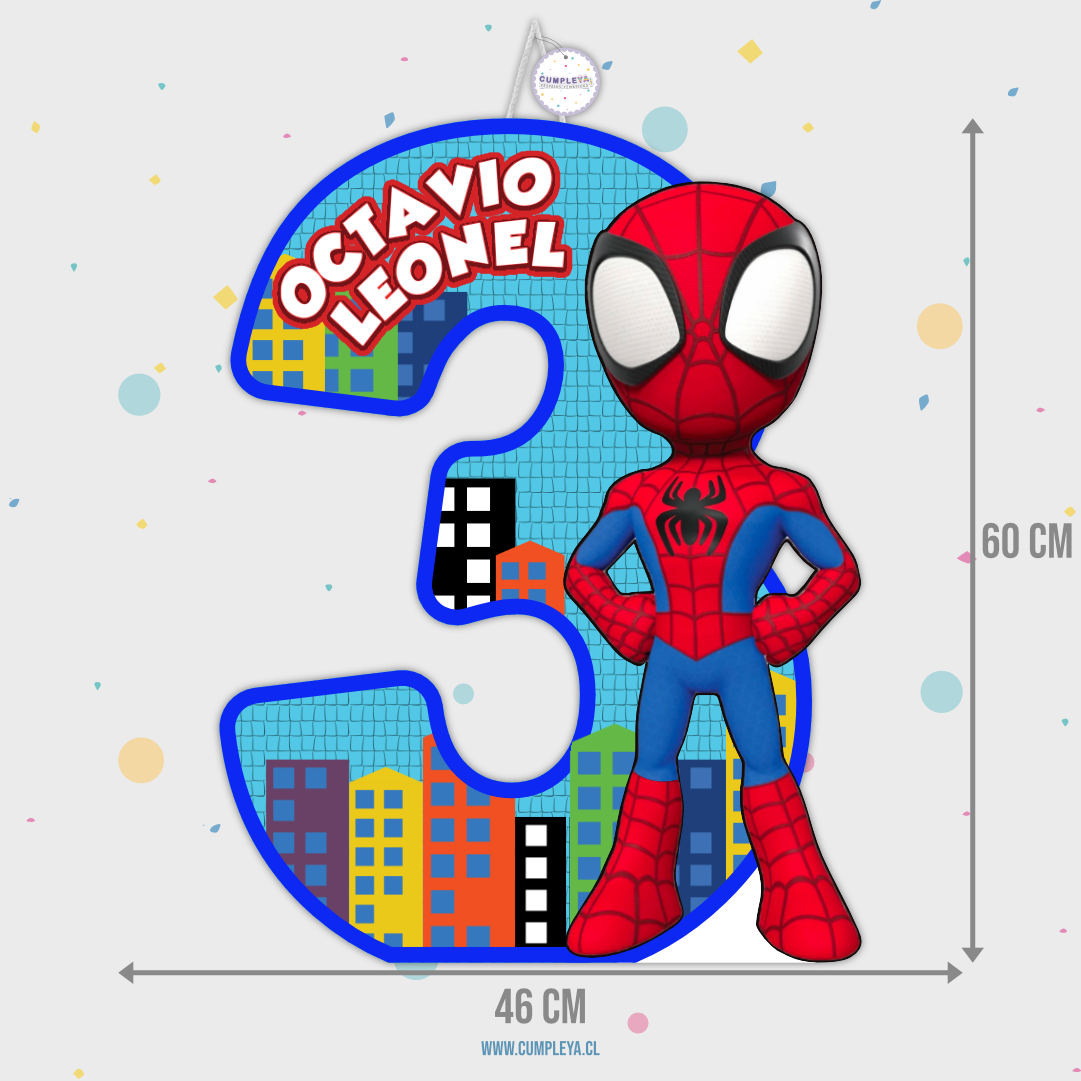PIÑATA NUMERO 3 SPIDEY 60CM