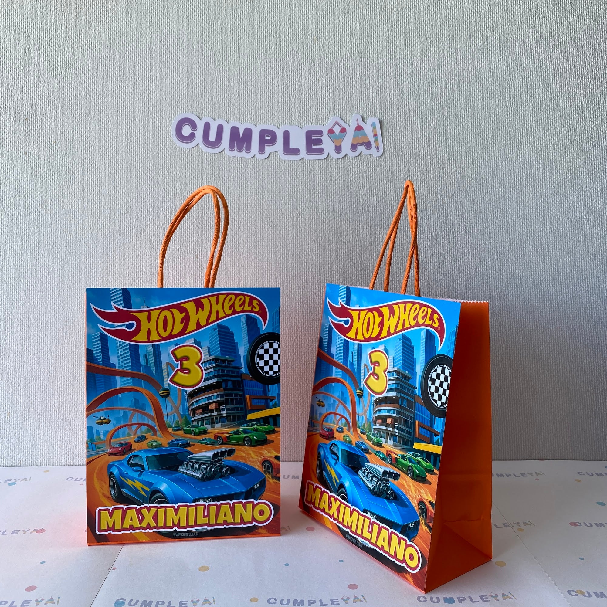 BOLSA SORPRESA HOT WHEELS PERSONALIZADA 16X21X8CM