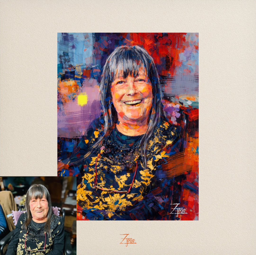 RETRATO REALISMO ABSTRACTO IMPRESO 30X40 CM CON MARCO