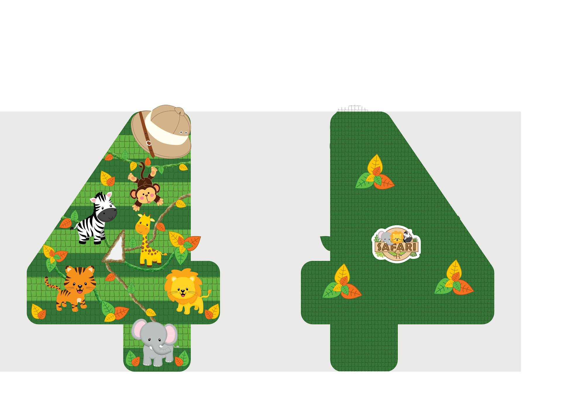 PIÑATA NUMERO 4 ANIMALITO SAFARI 60CM PREMIUM