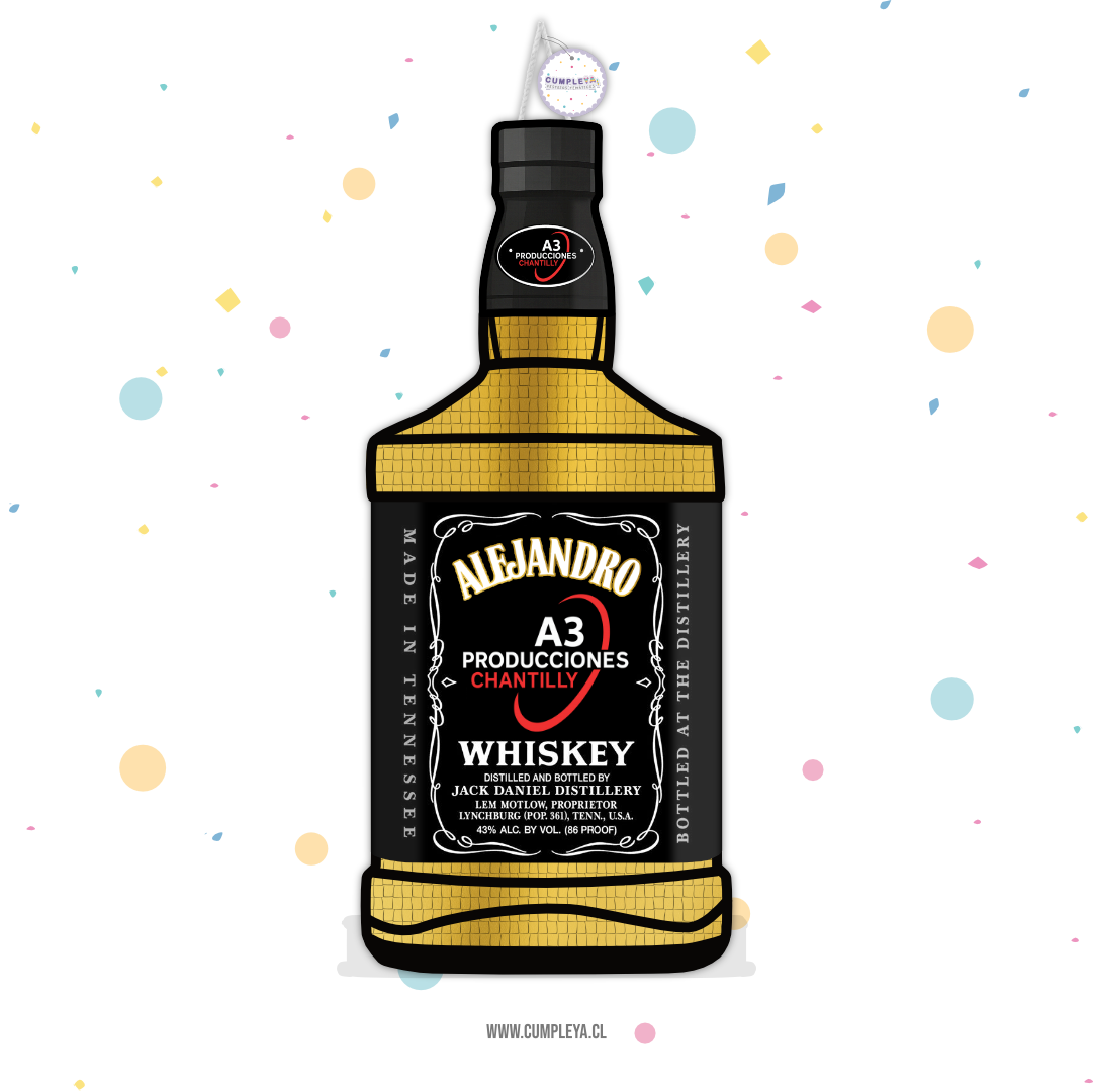 PIÑATA PERZONALIZADA BOTELLA DE WHISKY 60CM PREMIUM