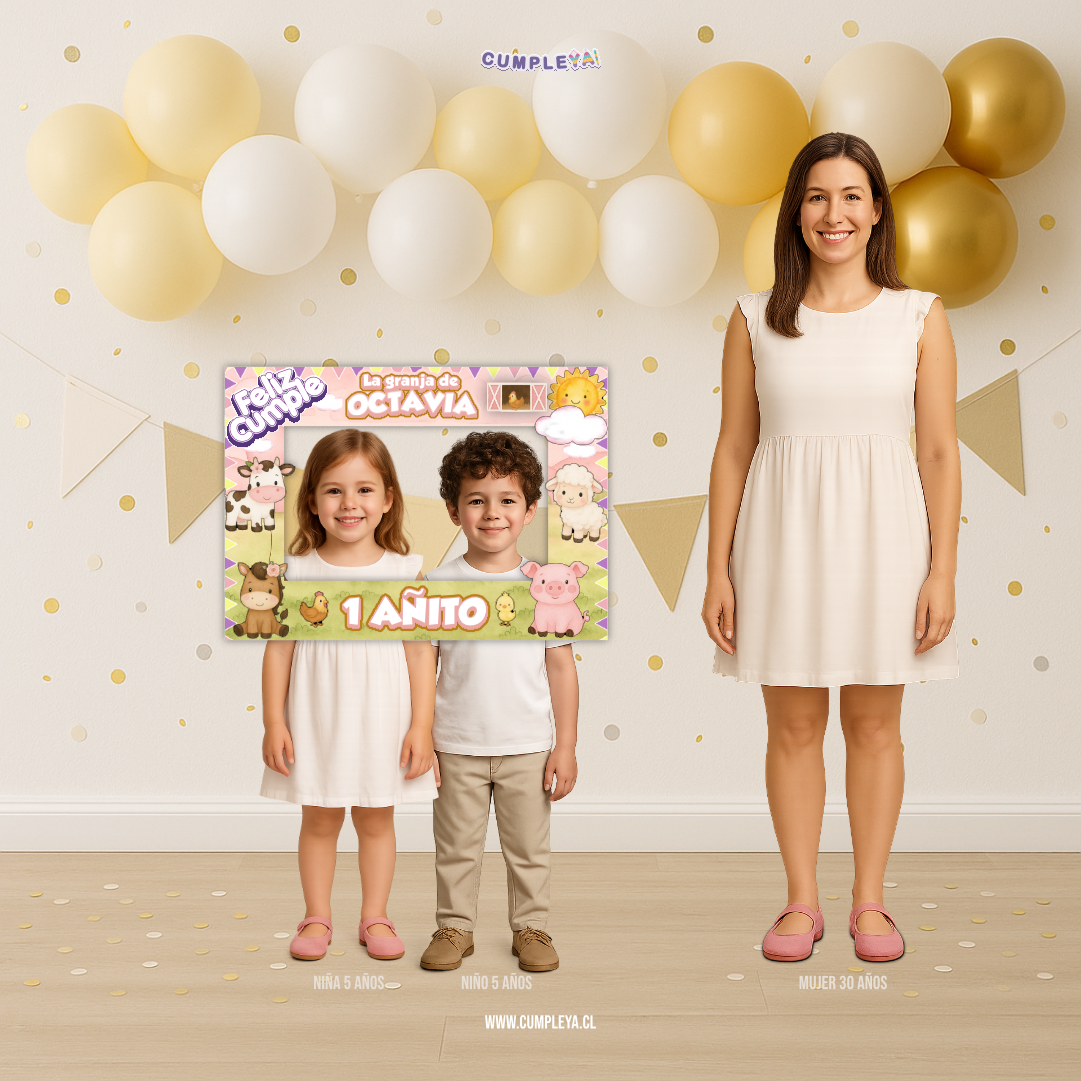 CUADRO SELFIE GRANJITA ROSADA ANIMALITOS 77X55CM