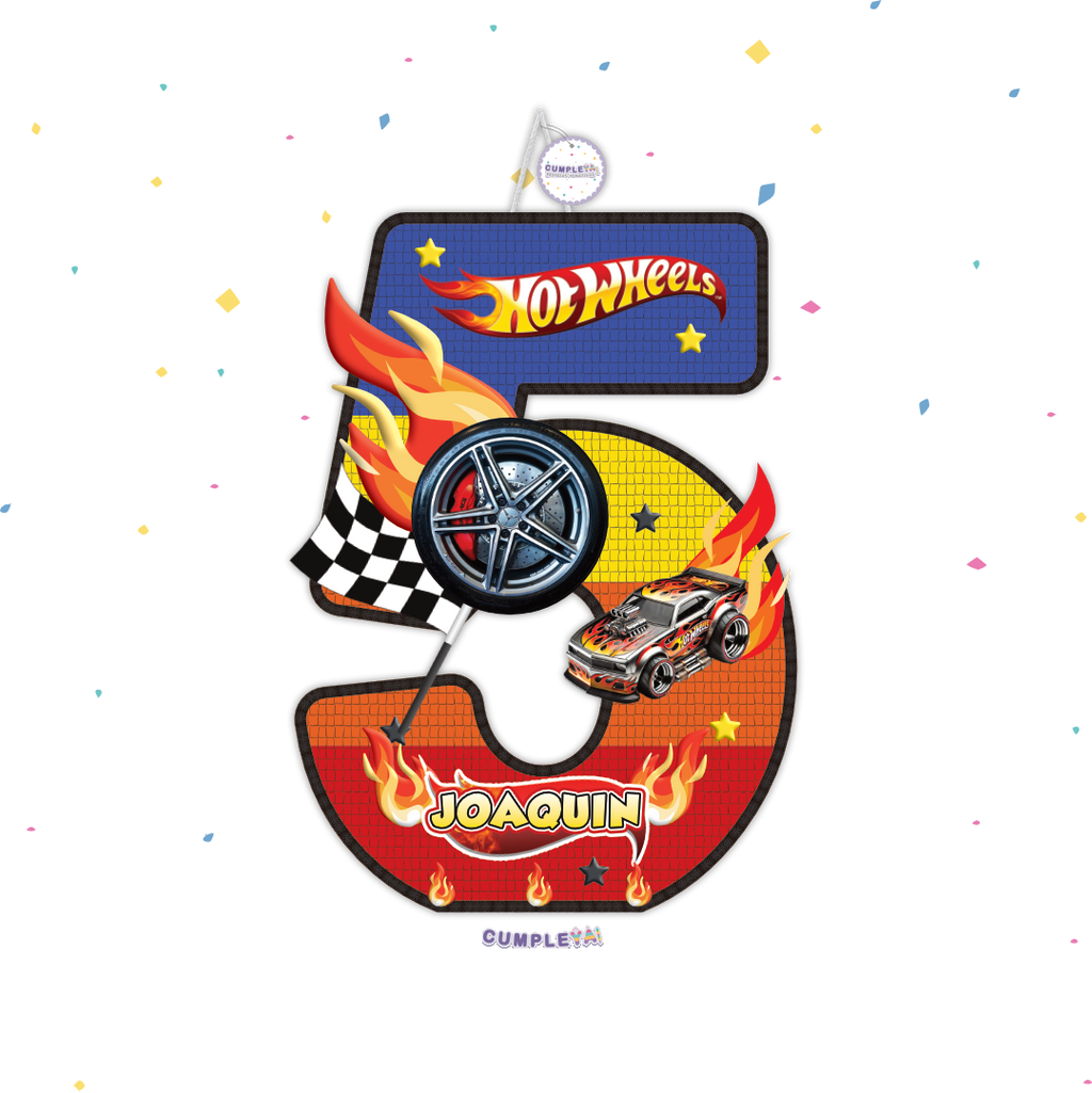 PIÑATA NUMERO 5 HOT WHEELS 60CM PREMIUM