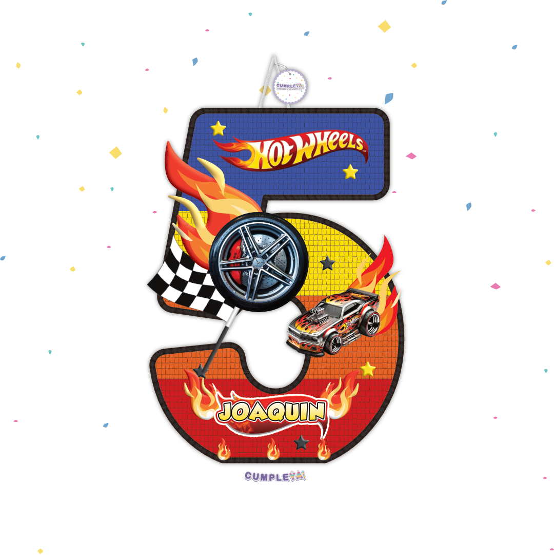 PIÑATA NUMERO 5 HOT WHEELS 60CM PREMIUM